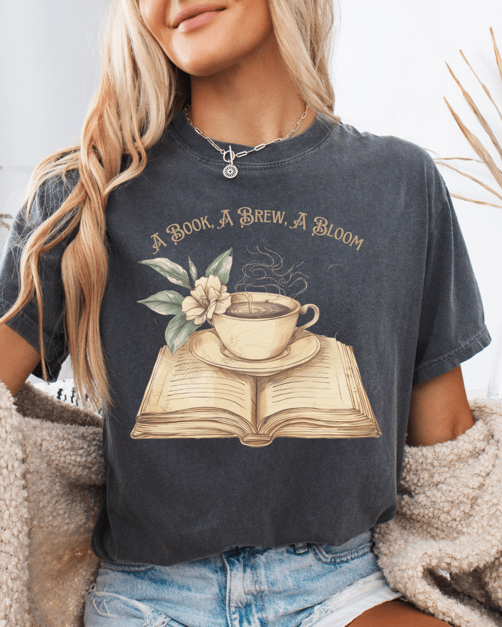 A Book, A Brew, A Bloom Tee