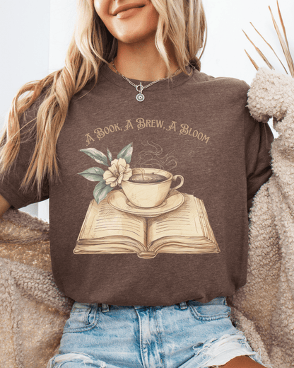 A Book, A Brew, A Bloom Tee