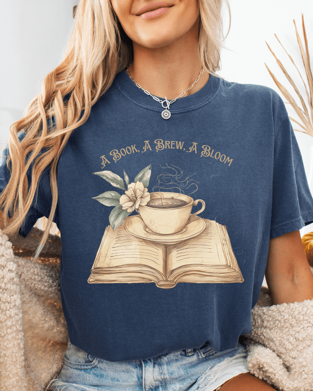 A Book, A Brew, A Bloom Tee