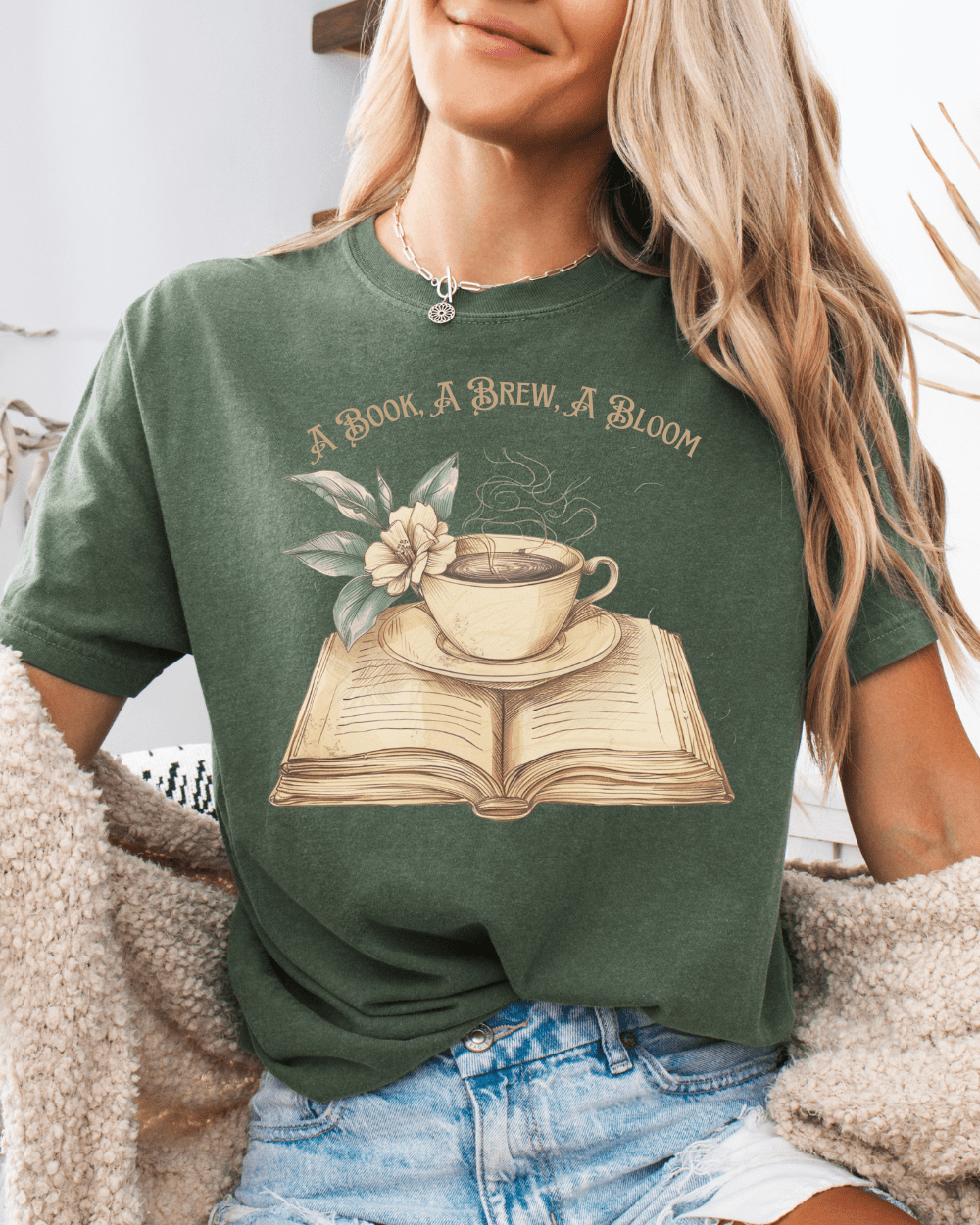 A Book, A Brew, A Bloom Tee