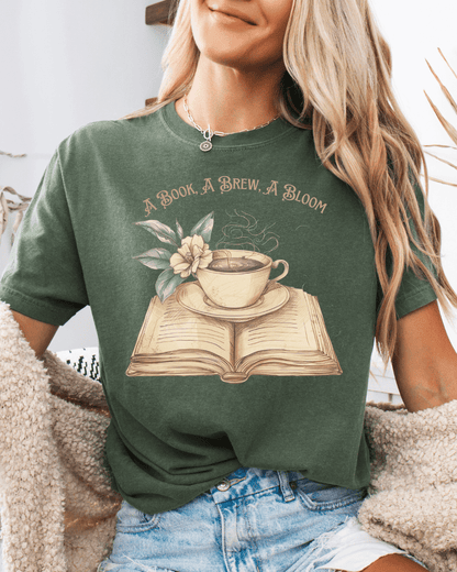A Book, A Brew, A Bloom Tee